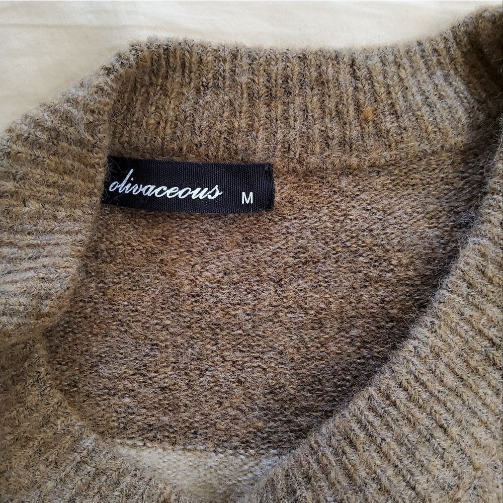 Olivaceous Color Block Wool Blend Knit Sweater Si… - image 5